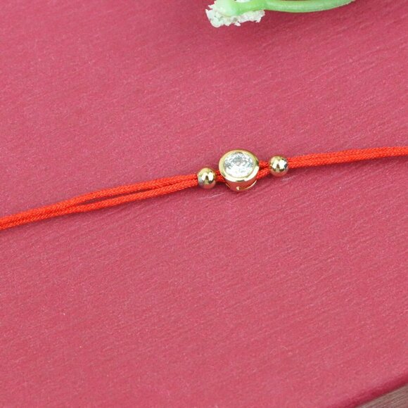 "Minimal Red String Bracelet with Center Stone, XPBL0786 - Picture 11 of 12